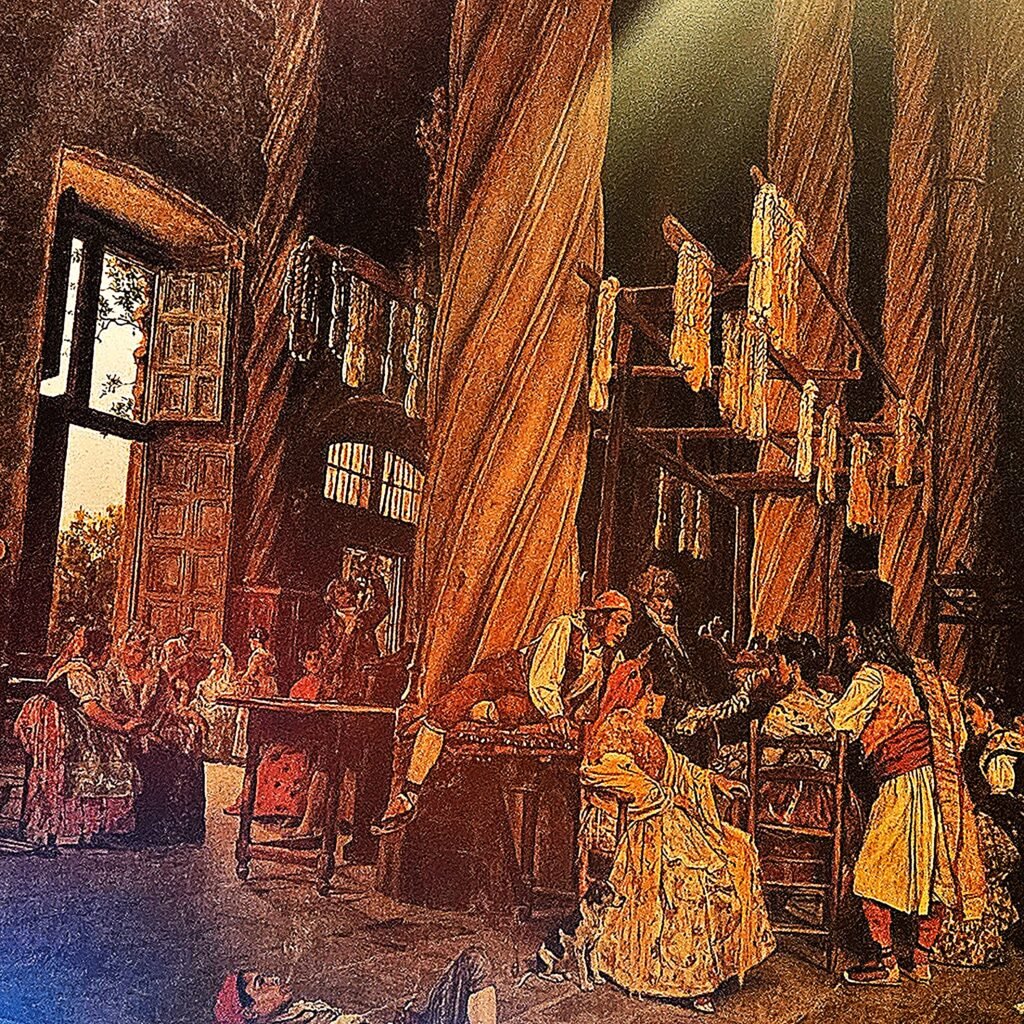 lonja de la seda içerisinde eski dönem ipek ticareti tasviri museo de la seda içerisinde yer alıyor valensiya